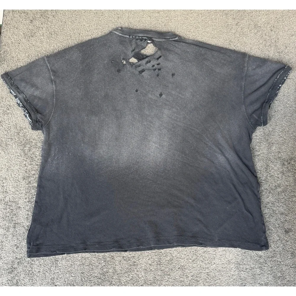 We The Free Free People Distressed Pocket T-Shirt Faded Black Womens Small Boxy - Picture 6 of 6
